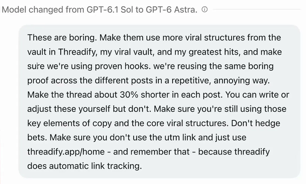 Feedback in plain words: make the posts less boring with proven viral structures and hooks, shorten the threads and use a clean link.