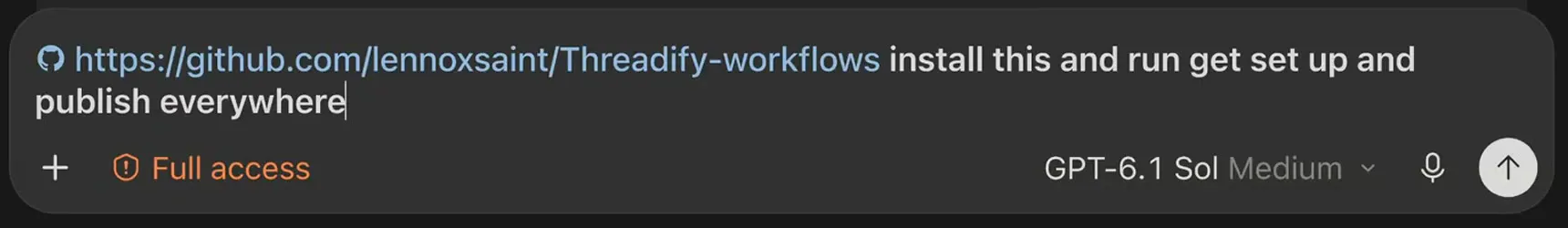 The whole install message: the free workflows link, then